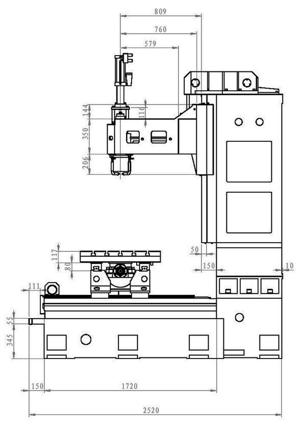 1580線軌加工中心床身尺寸 1580線軌加工中心床身尺寸